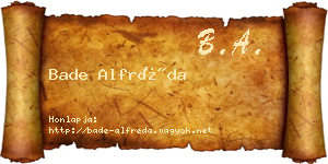 Bade Alfréda névjegykártya
